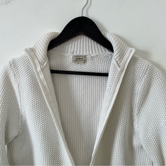 L.L.Bean White Knit Zip Mock Neck Sweater - Picture 5 of 7